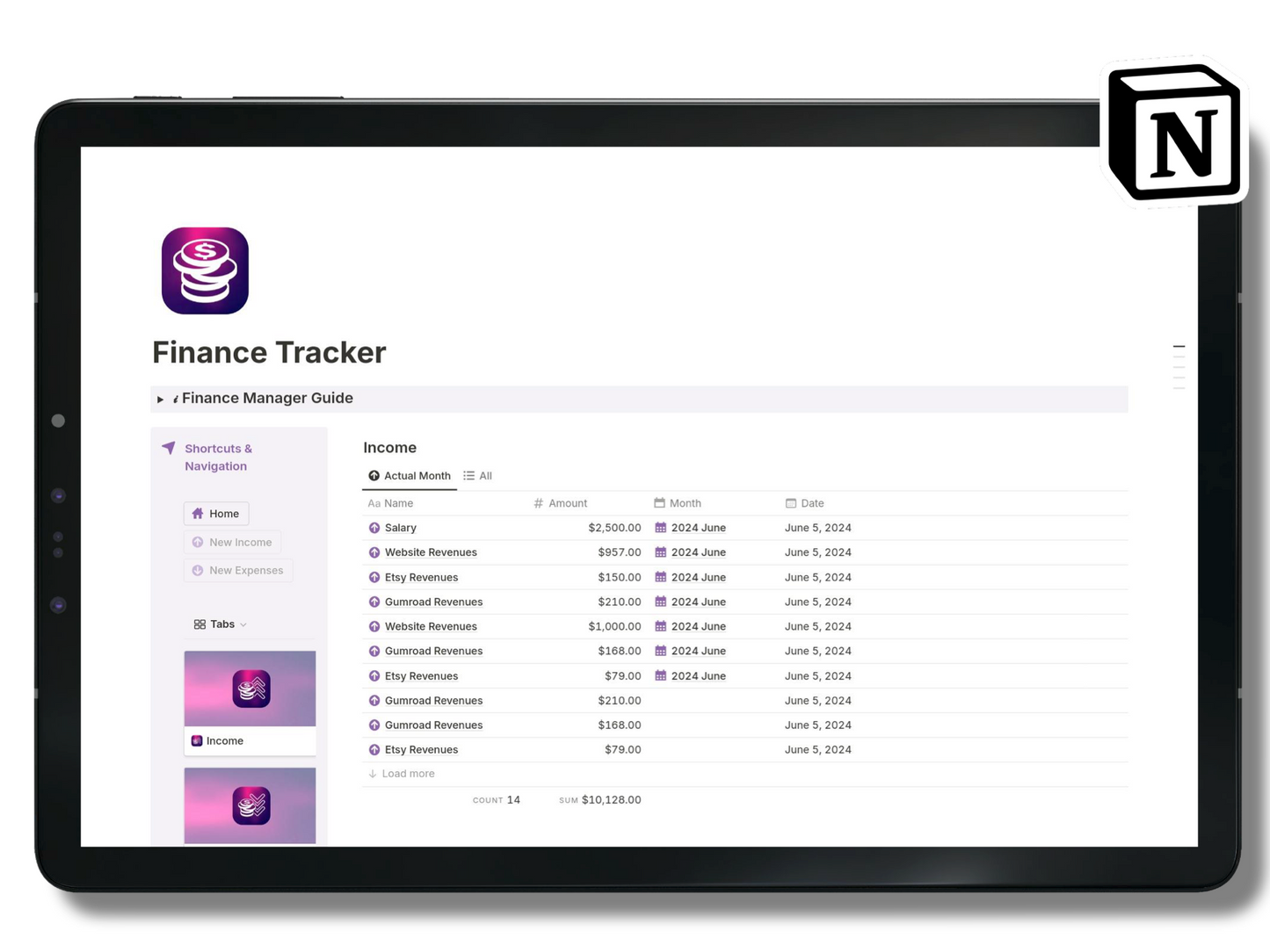 Free Finance Tracker for Notion