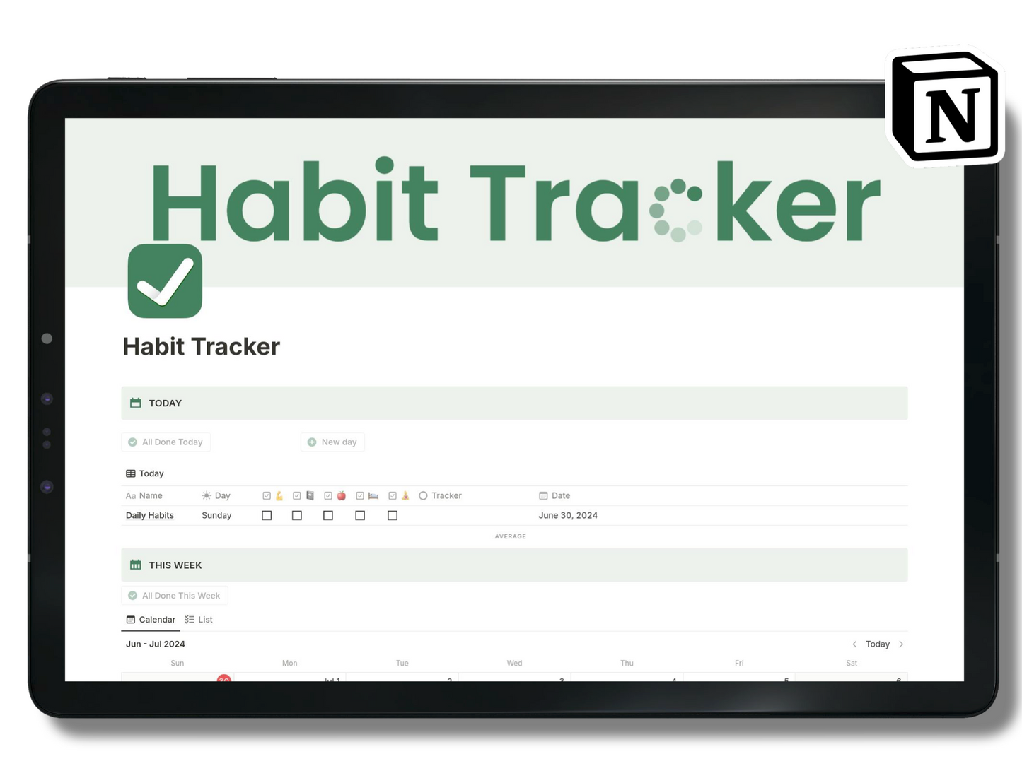 Free Habit Tracker for Notion