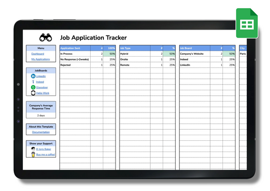 GSheets Job Application Tracker