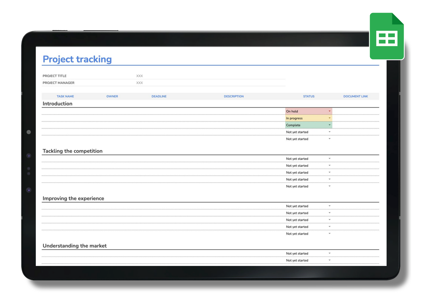 Project Tracker (Google Sheets)